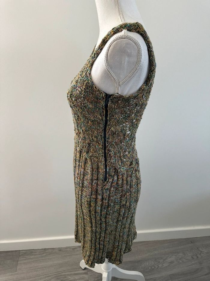 Robe en crochet tricot multicolore et kaki Vintage T38 M - photo numéro 6
