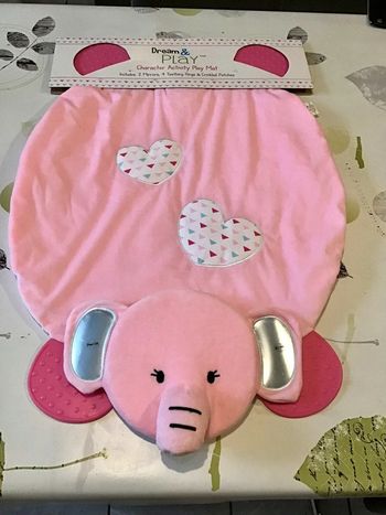 Tapis d’éveil tapis de jeu éléphant de 53/89 cm rose multi activité marque Dream&play