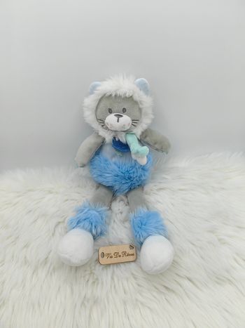 Doudou pantin Lion Artik'Cool bleu et blanc DC3373 Doudou et Compagnie