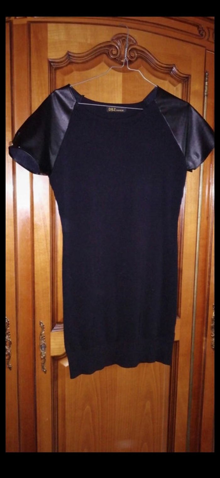 Robe chic sexy moulante  manche en simili - photo numéro 2
