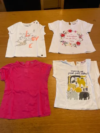 4 tshirts 12 mois fille