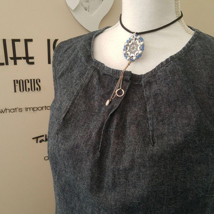 Robe mi longue denim en jean souple 100% coton couleur chambray coupe trapèze - photo numéro 3
