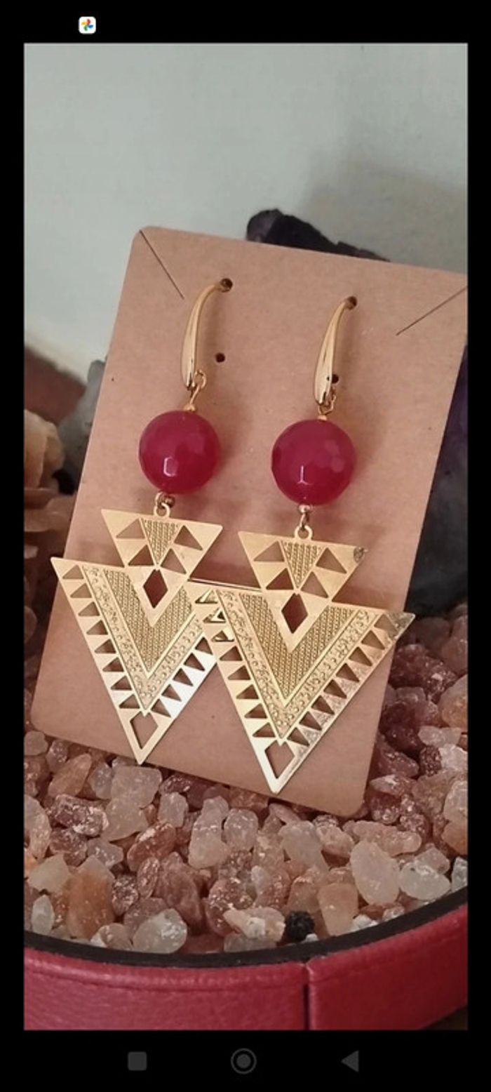 Boucles d'oreilles en Jade Naturelle - photo numéro 2