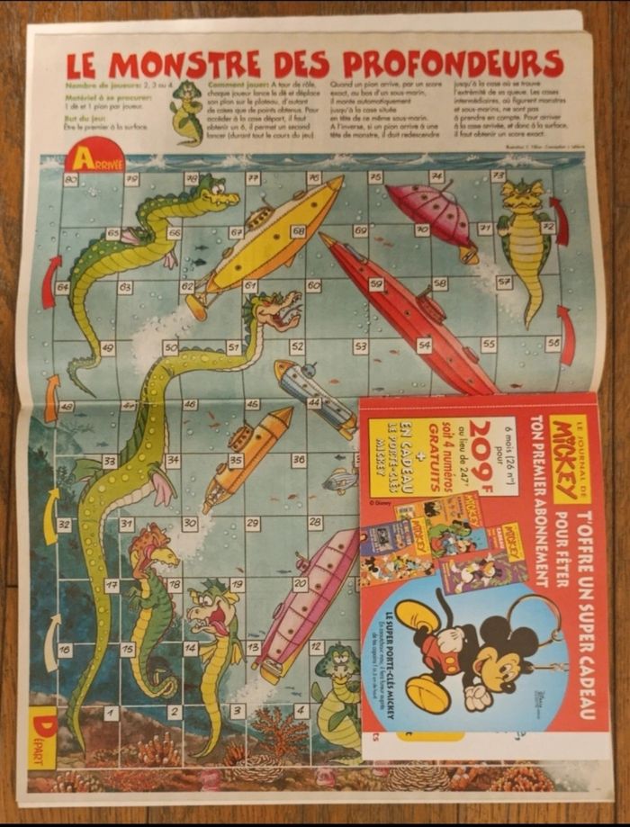 Ancien journal de mickey avec 4 fiches jeux + poster jeu N°2315 de 1996 vintage - photo numéro 3