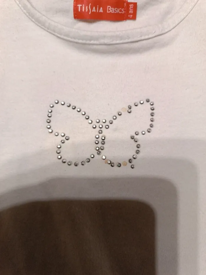 T-shirt blanc papillon Tissaia 4A - photo numéro 4