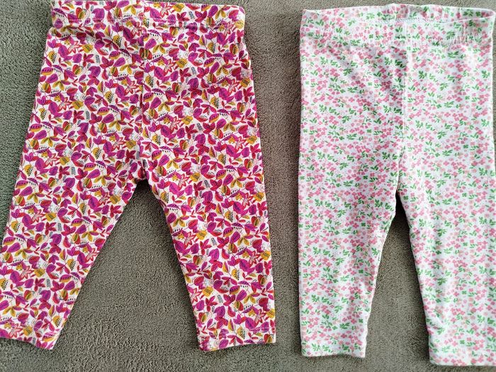 Lot de 2 leggings bébé fille - motifs fleuris - 6 mois