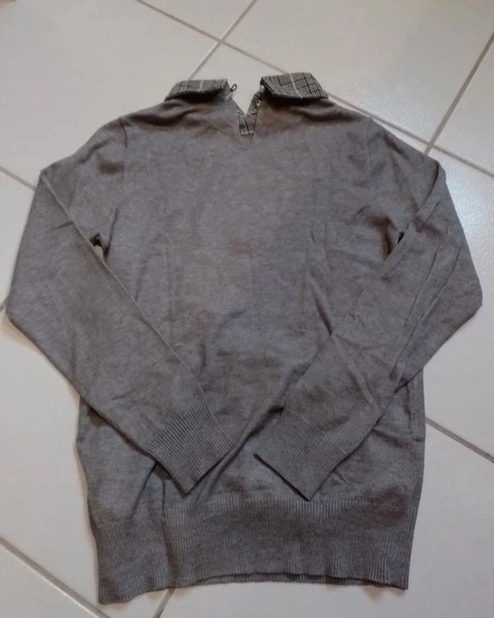 Pull femme col claudine gris - photo numéro 10