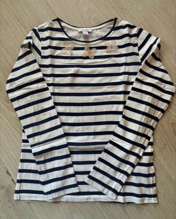 Marinière okaïdi avec motifs fleur - ( taille 14 ans) S•