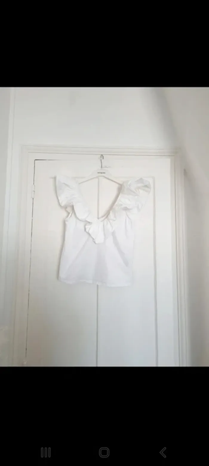 Tee-shirt blanc volant 38 h&m - photo numéro 4