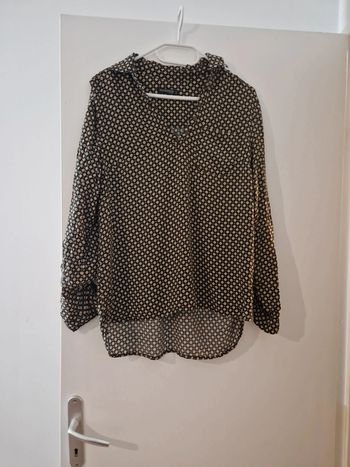 Tunique chemisier femme noire a motifs TBE taille M bonobo