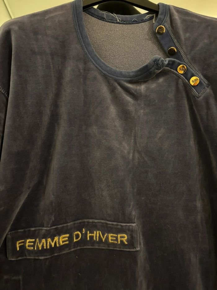 Sweat velours bleu vintage SR – Femme d’hiver - photo numéro 2