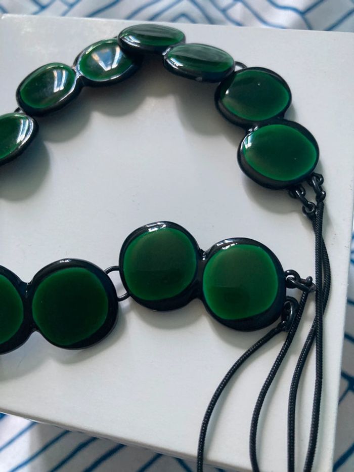 Collier femme vert foncé ras de cou