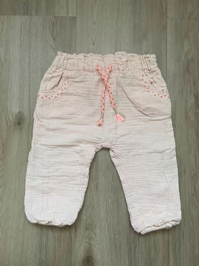 Pantalon Tape à l’œil rose gaz de coton 18 mois
