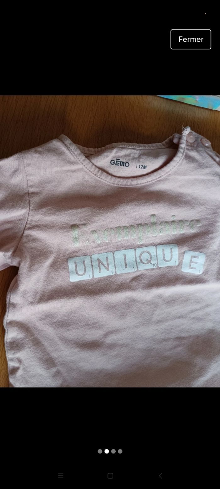 Lot 1 pantalon et t-shirt manches longues taille 1 an en très bon état. Marque Gémo et Kiabi - photo numéro 2