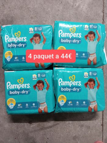 4 paquet de couche Pampers taille 8 a 44€