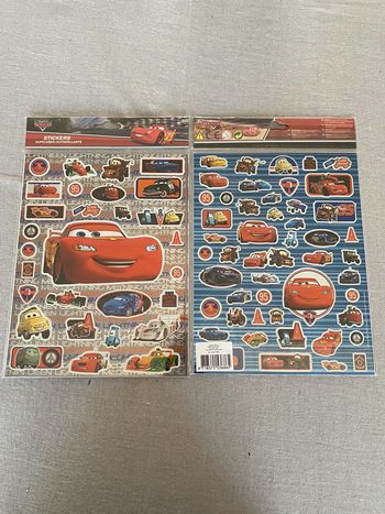 Lot de 2 paquets de 2 planches de stickers Cars Flash Mc Queen Disney Pixar