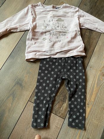 Ensemble fille étoiles gris rose 12 mois