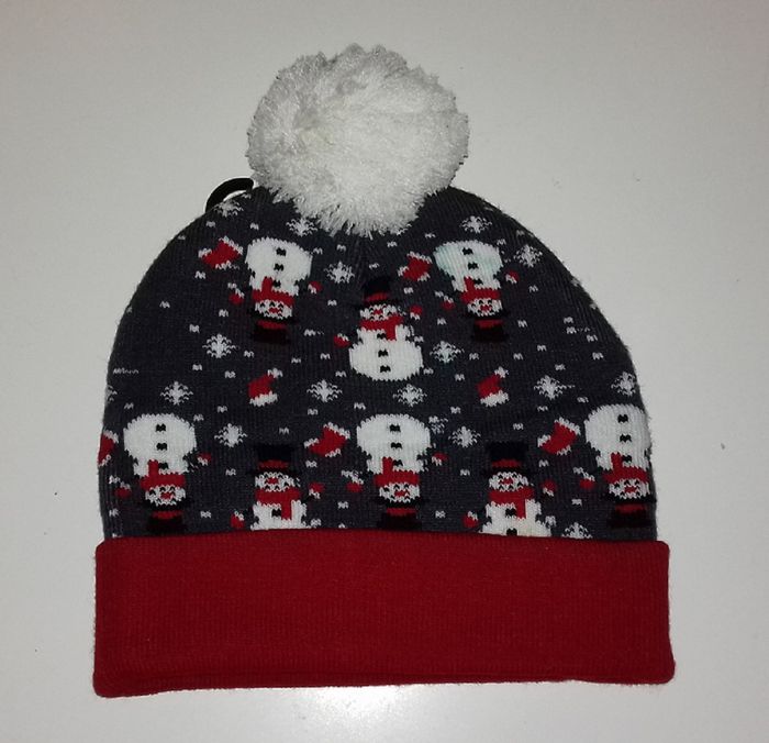 Bonnet de Noël avec pompon - Merry Christmas bonhommes de neige - T.U - Neuf - photo numéro 4