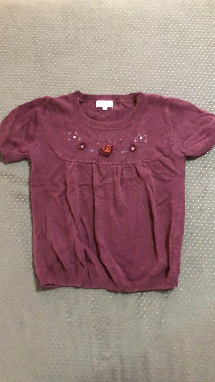 Pull fin manches courtes fille 8 ans