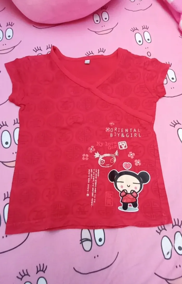 T-shirt Pucca 8 ans rouge coton