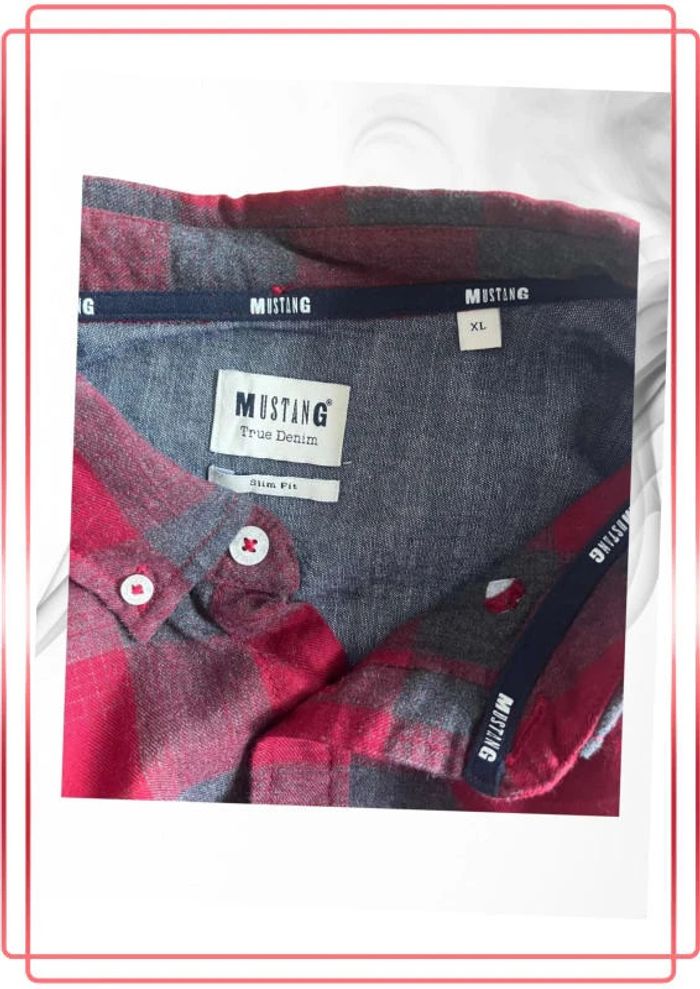 Chemise à carreaux rouge et grise – Mustang – XL - photo numéro 2