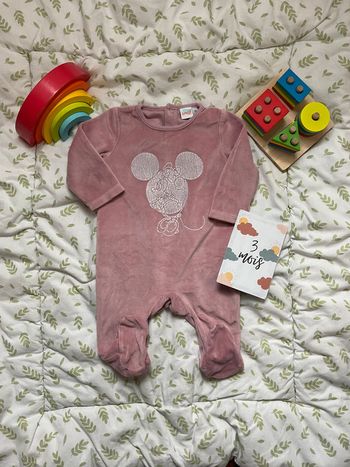 pyjama grenouillère en velours rose disney 3 mois