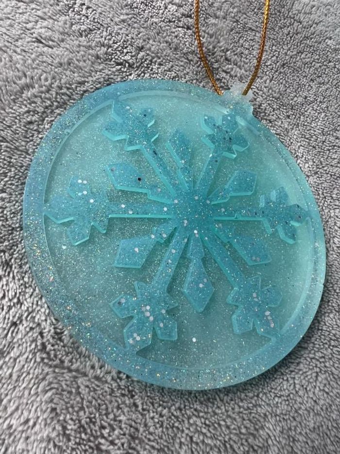 décoration noel - grande boule de noel - bleu paillettes