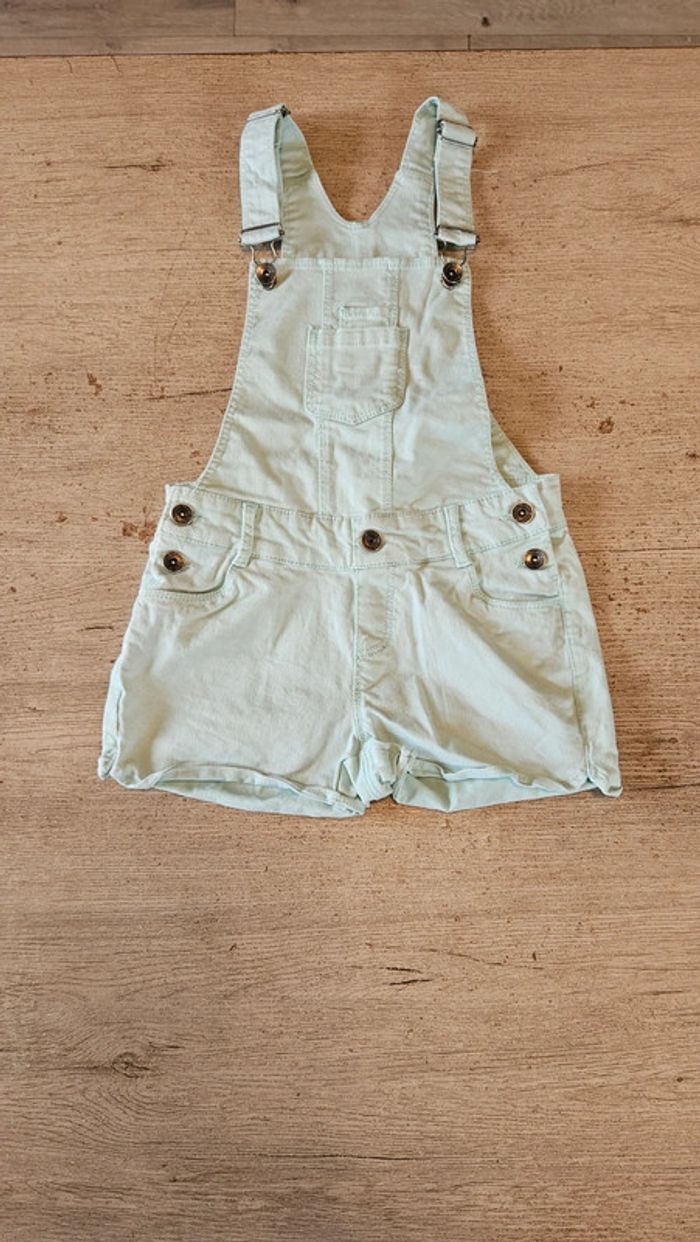 Adorable salopette short turquoise clair à bretelles, Okaîdi, 8 ans, neuf