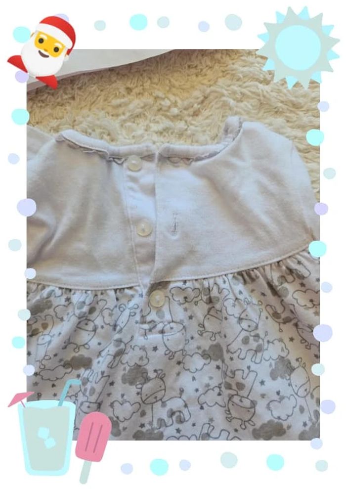 pull manche longue fille 6 mois blanc et gris imprimé motif - photo numéro 4