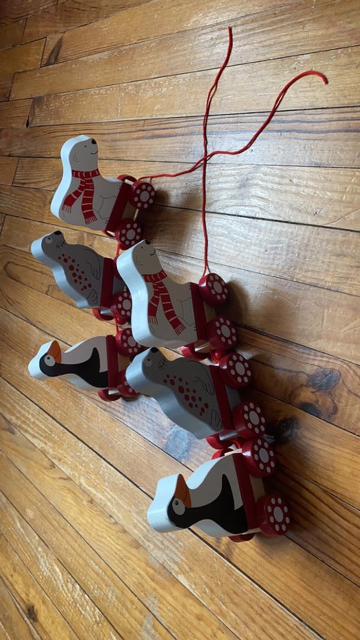 Lot de train animaux en bois - photo numéro 2