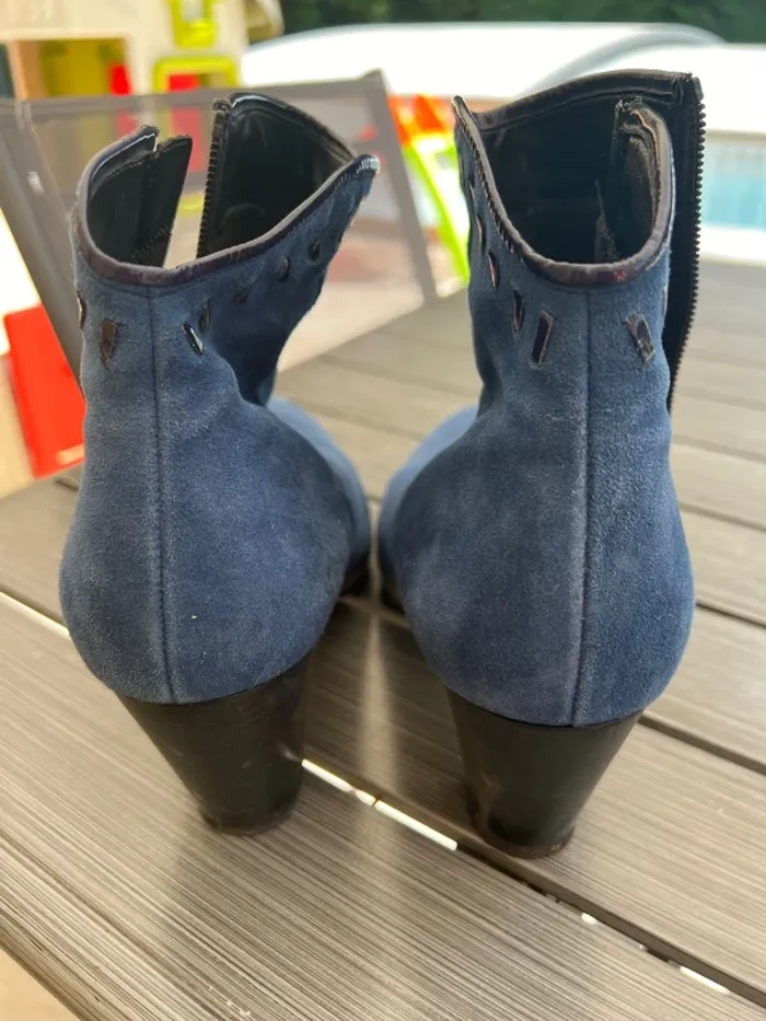 Bottines en nubuck bleu 39 - photo numéro 7