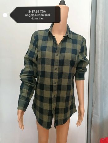 Chemise en S en coton kaki et marine C&A