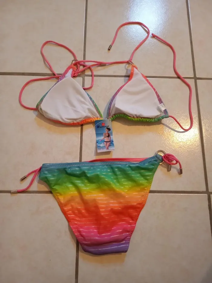 Maillot de bain 2 pièce H nathalie multicolore taille M - photo numéro 2