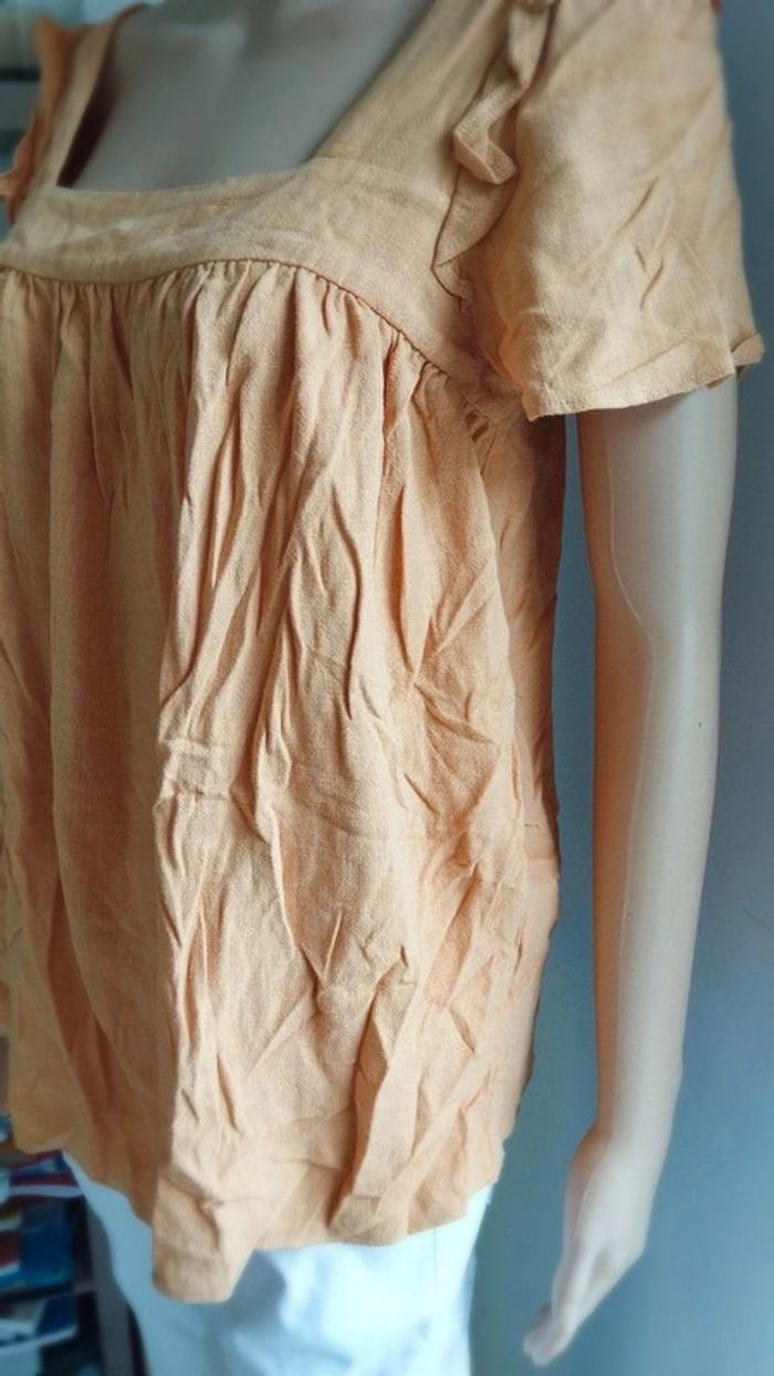 Top haut blouse orange femme taille s - photo numéro 7