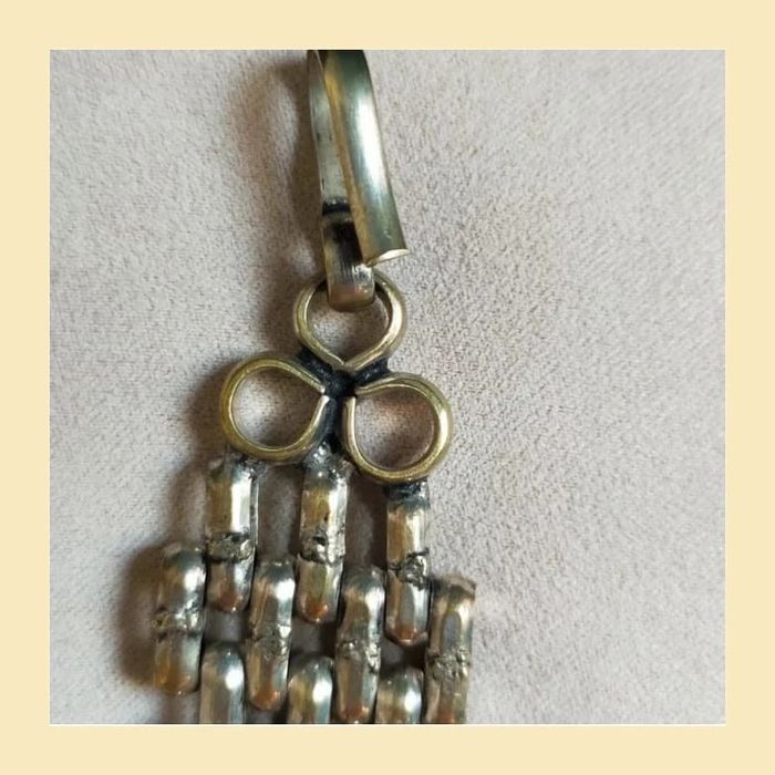 Bracelet manchette vintage argenté à maillons larges – style tribal bohème - photo numéro 9