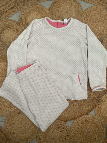 Pyjama velours rose et blanc Okaidi 8 ans