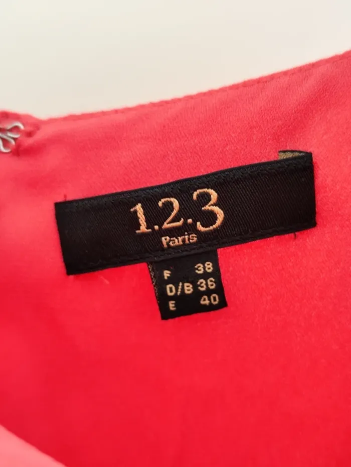 Belle robe d'été légère rose bonbon 1.2.3. Paris 100% soie - photo numéro 5