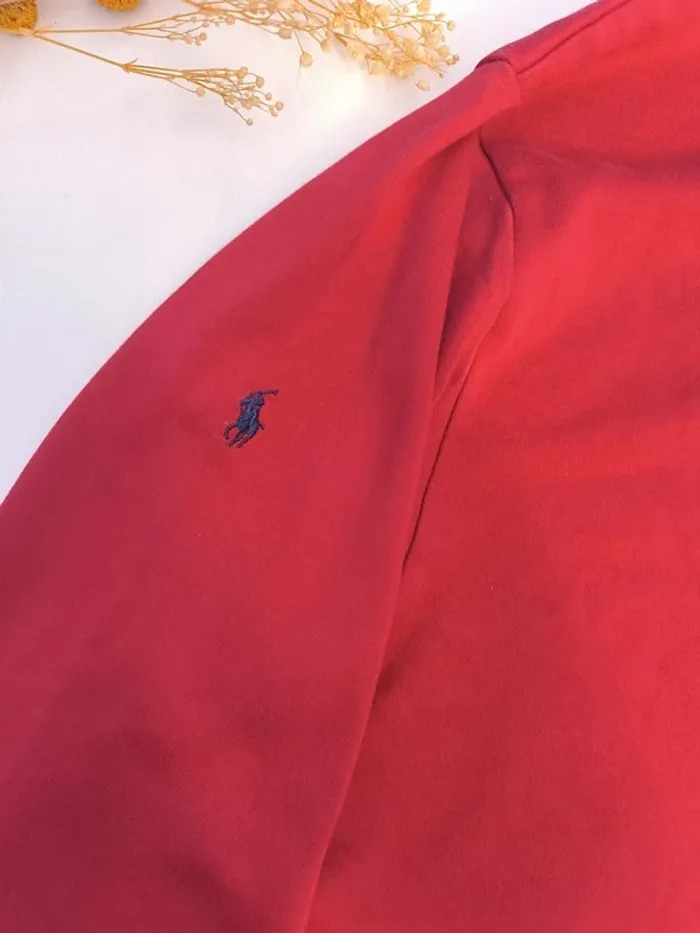 Magnifique Sweat homme polo golf taille L rouge logo bleu marine excellent état - photo numéro 16