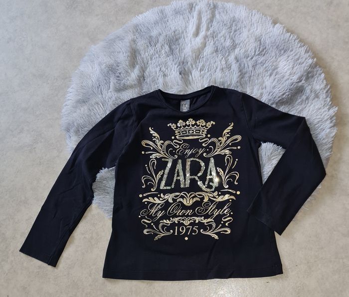 t-shirt noir doré Zara fille 5/6 ans - photo numéro 7