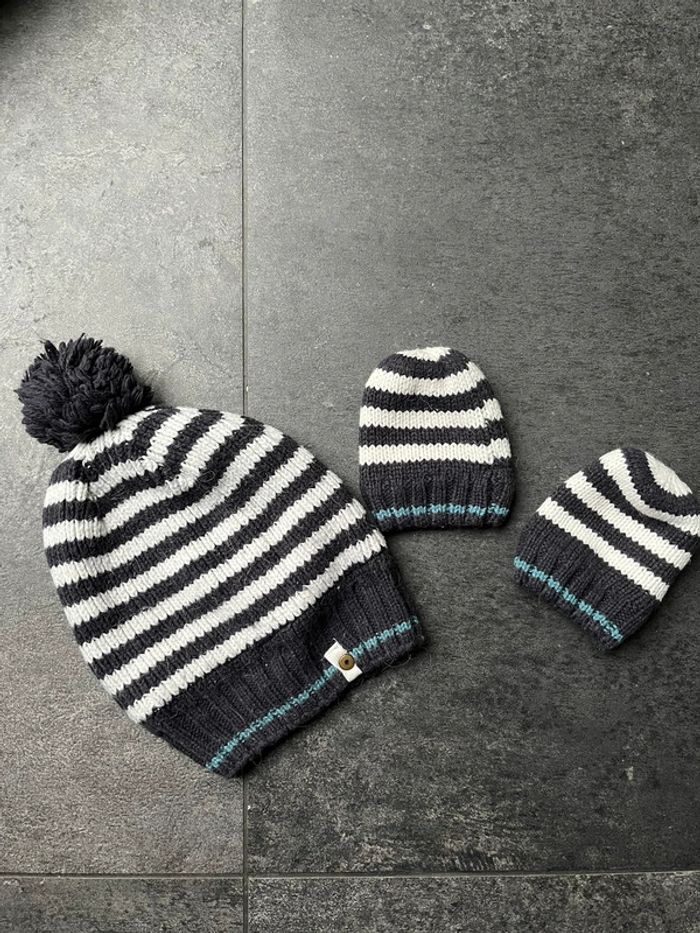 Bonnet et moufles Vertbaudet 3-6 mois