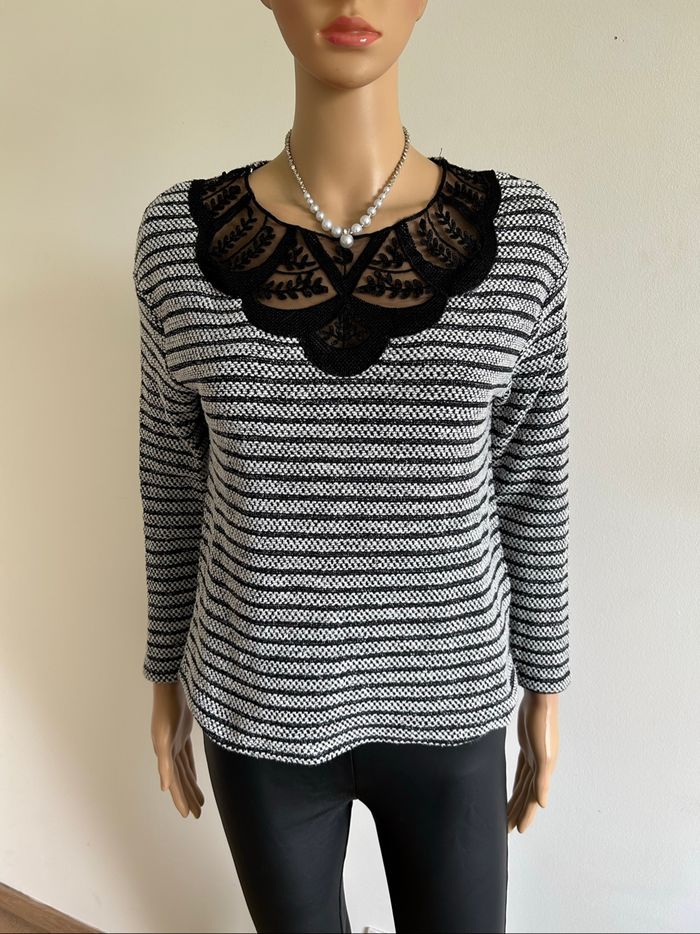 Pull gris et noir pailleté à manches longues Naf Naf taille S TBE