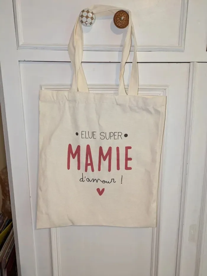 Duo Tote bag + Pochette "Élue super Mamie d’amour" - photo numéro 2
