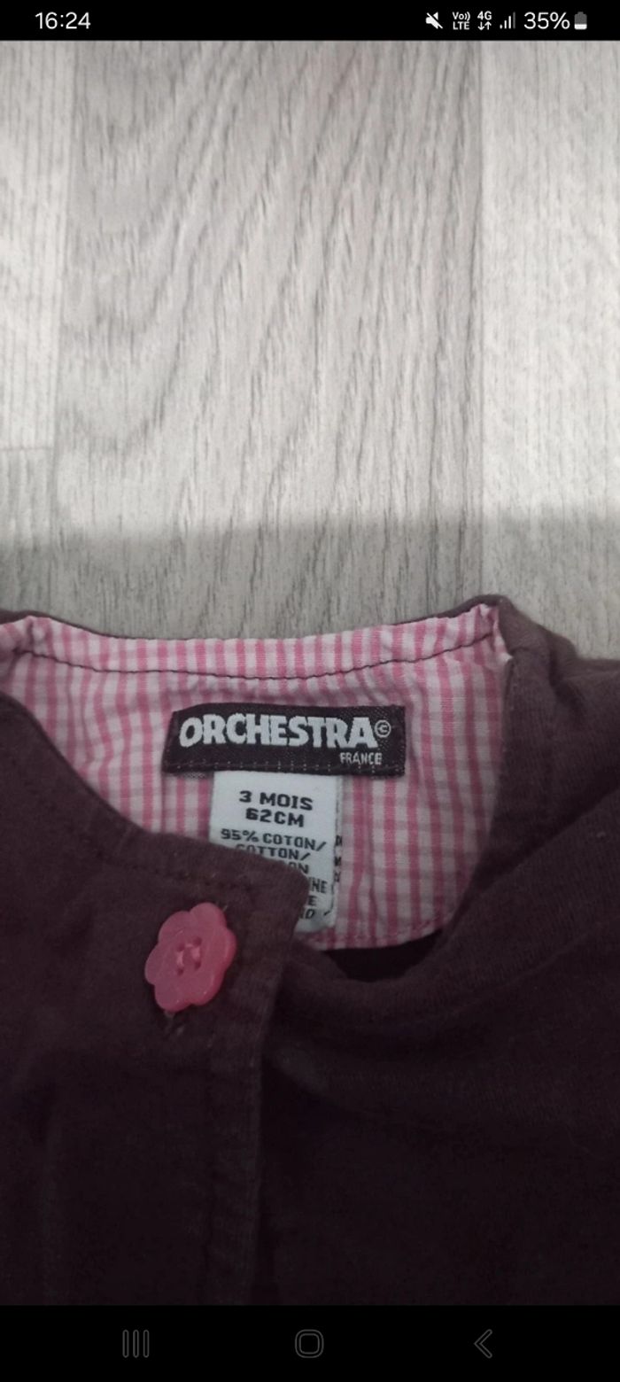 Giĺet manche longue avec bouton en forme de fleure orchestra 3 mois - photo numéro 2