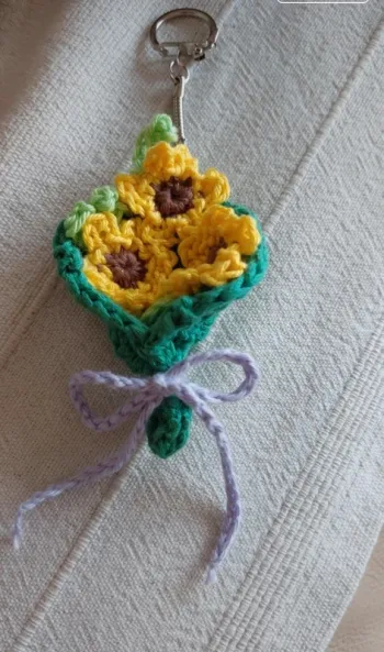 Porte - clé 'bouquet  de tournesol'