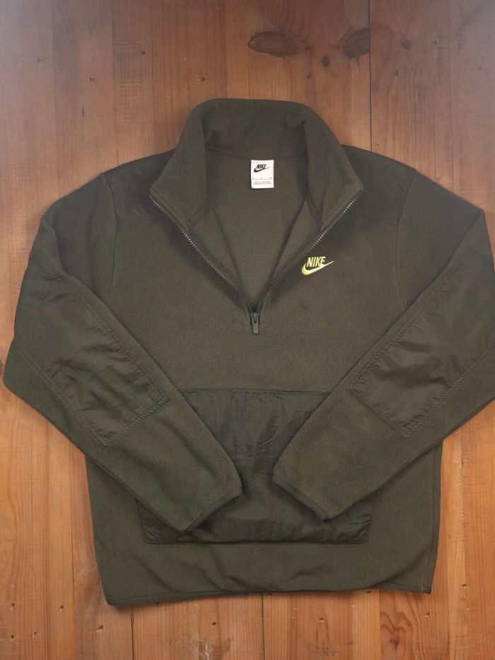 Polaire quart de zip nike / homme / taille S kaki / logo brodé