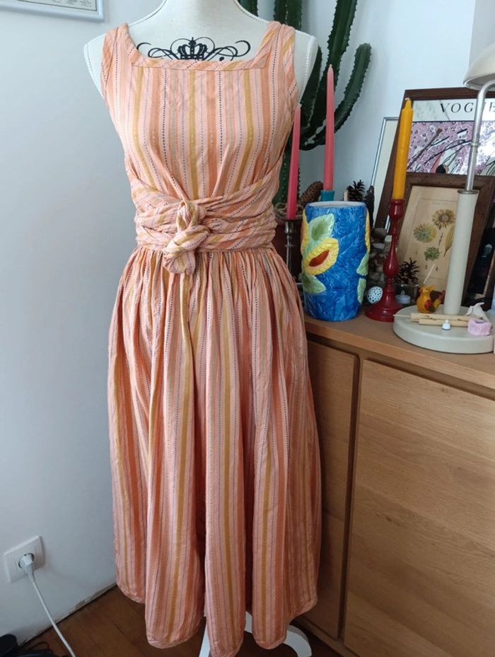 Robe vintage en coton couleur pêche