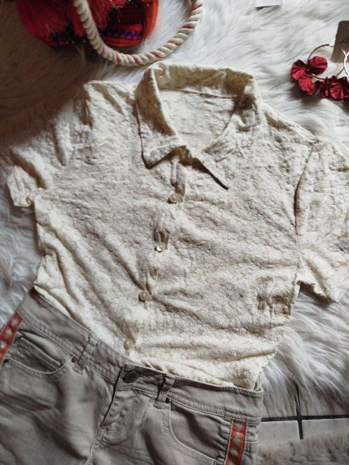 Chemise S/M crème exceptionnelle 70'S