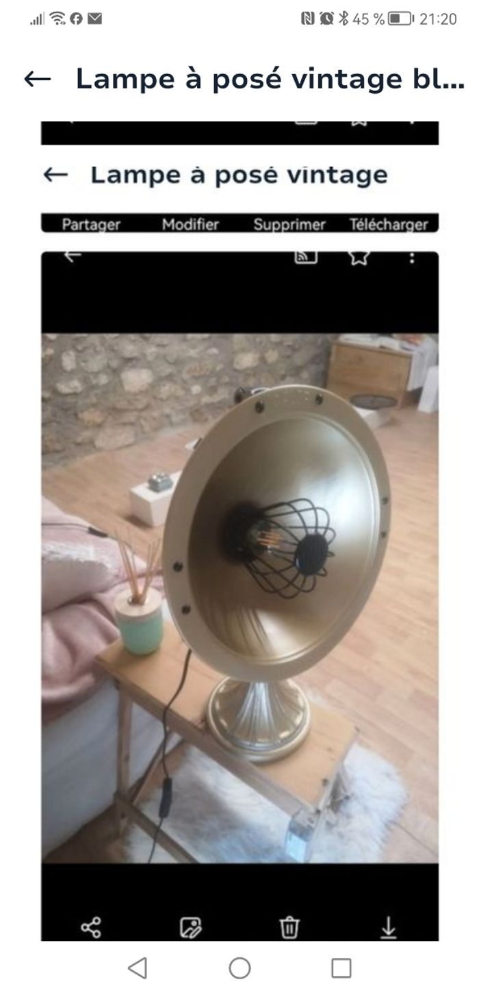 Lampe à posé vintage blanche ou doré - photo numéro 7