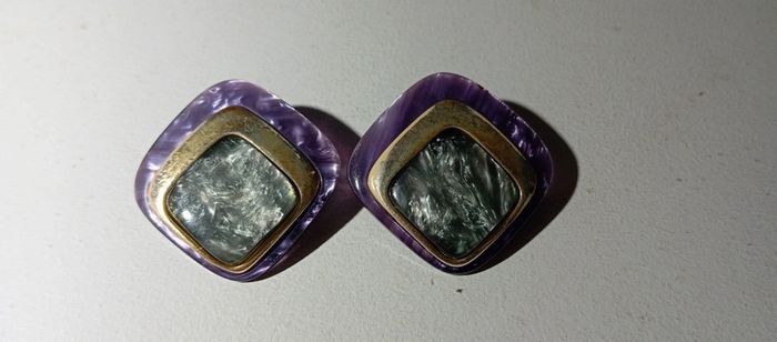 Clips d'oreilles vintage carrés - photo numéro 3