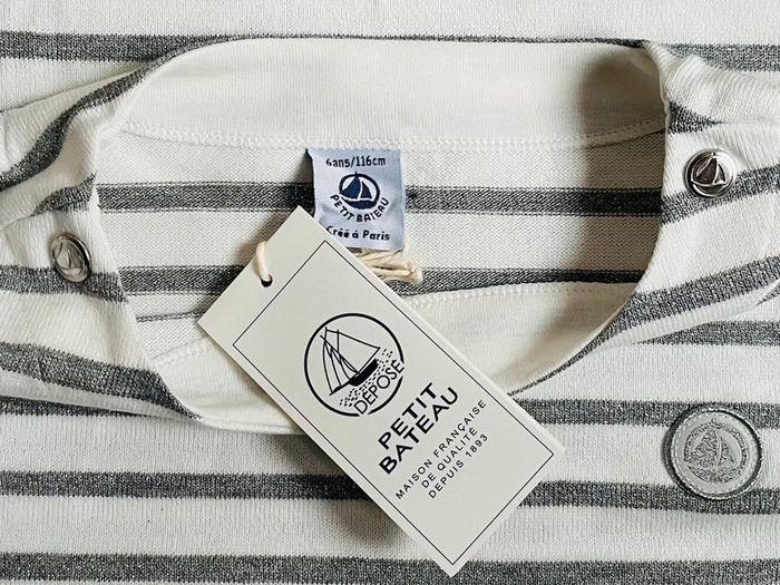 Marinière en jersey gris argent collection Noël Petit bateau T-6 ans - photo numéro 4